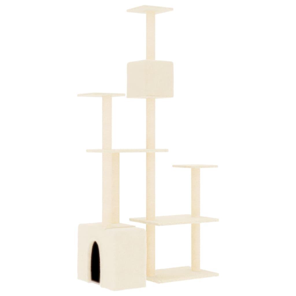 Arbre à chat avec griffoirs en sisal Crème 180 cm - Animalerie en ligne Kat-Shop