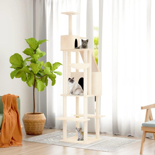 Arbre à chat avec griffoirs en sisal Crème 201 cm - Animalerie en ligne www.kat-shop.be