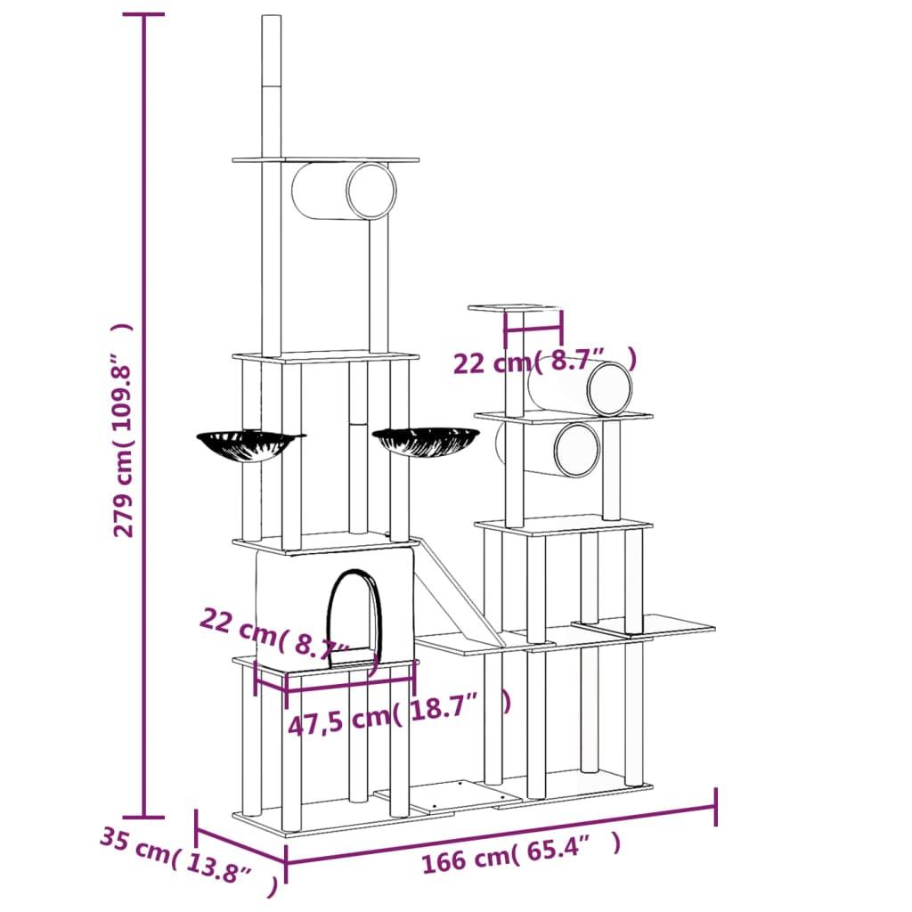 Arbre à chat avec griffoirs en sisal Crème 279 cm - Animalerie en ligne www.kat-shop.be