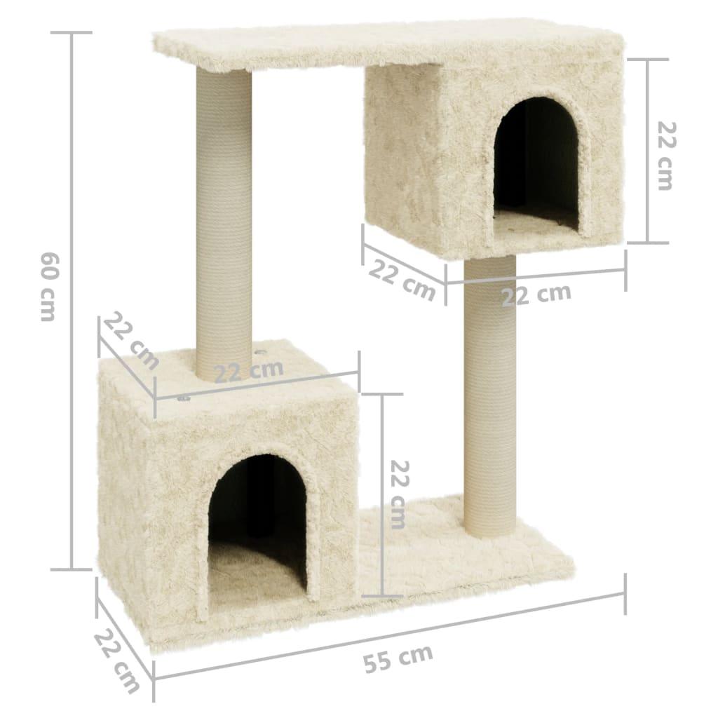 Arbre à chat avec griffoirs en sisal Crème 60 cm - Animalerie en ligne www.kat-shop.be