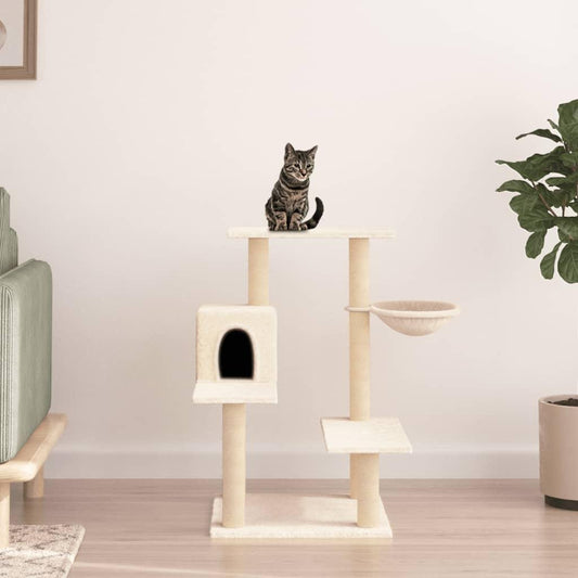 Arbre à chat avec griffoirs en sisal crème 82,5 cm - Animalerie en ligne Kat-Shop