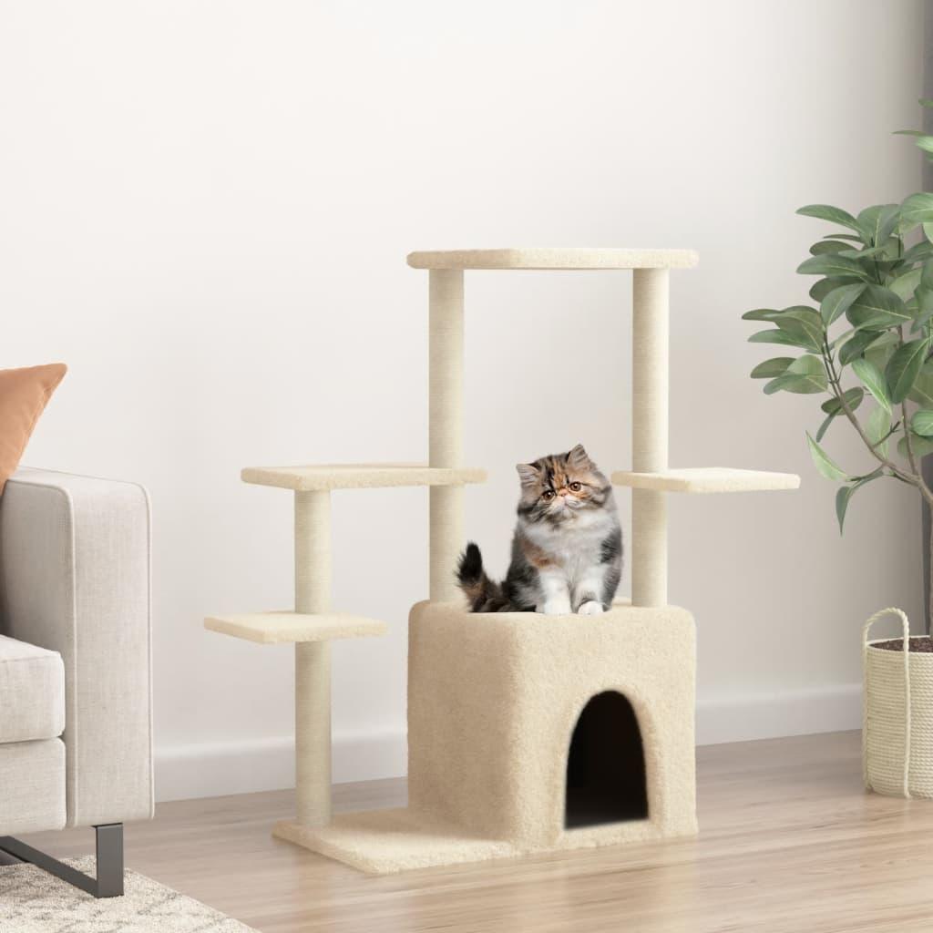 Arbre à chat avec griffoirs en sisal crème 97,5 cm - Animalerie en ligne Kat-Shop