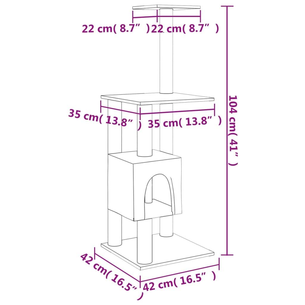 Arbre à chat avec griffoirs en sisal Gris clair 104 cm - Animalerie en ligne Kat-Shop