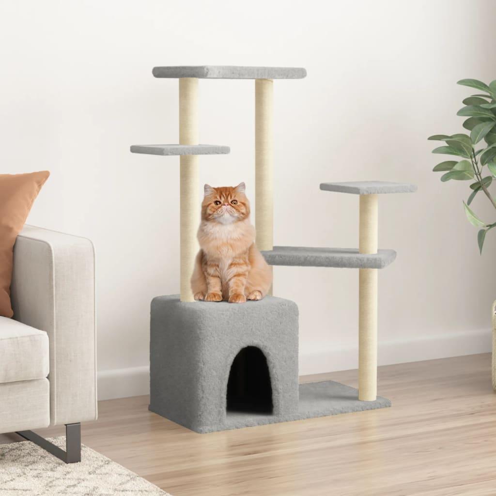 Arbre à chat avec griffoirs en sisal gris clair 107,5 cm - Animalerie en ligne Kat-Shop