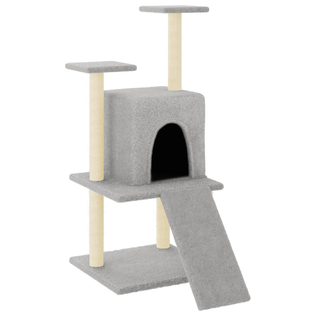 Arbre à chat avec griffoirs en sisal gris clair 110 cm - Animalerie en ligne Kat-Shop