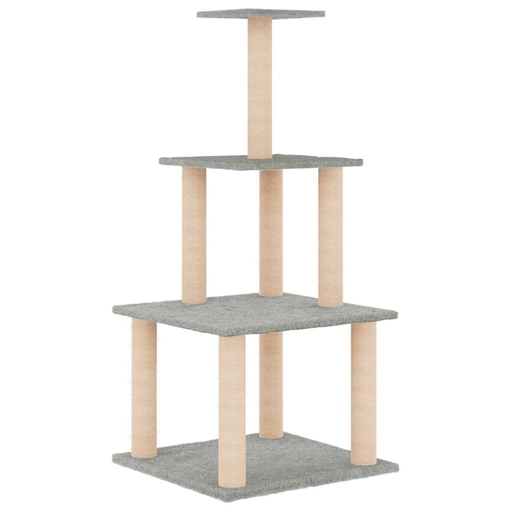 Arbre à chat avec griffoirs en sisal gris clair 111 cm - Animalerie en ligne Kat-Shop