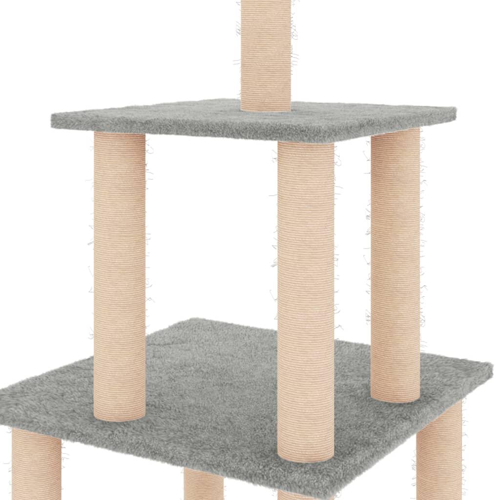 Arbre à chat avec griffoirs en sisal gris clair 111 cm - Animalerie en ligne Kat-Shop