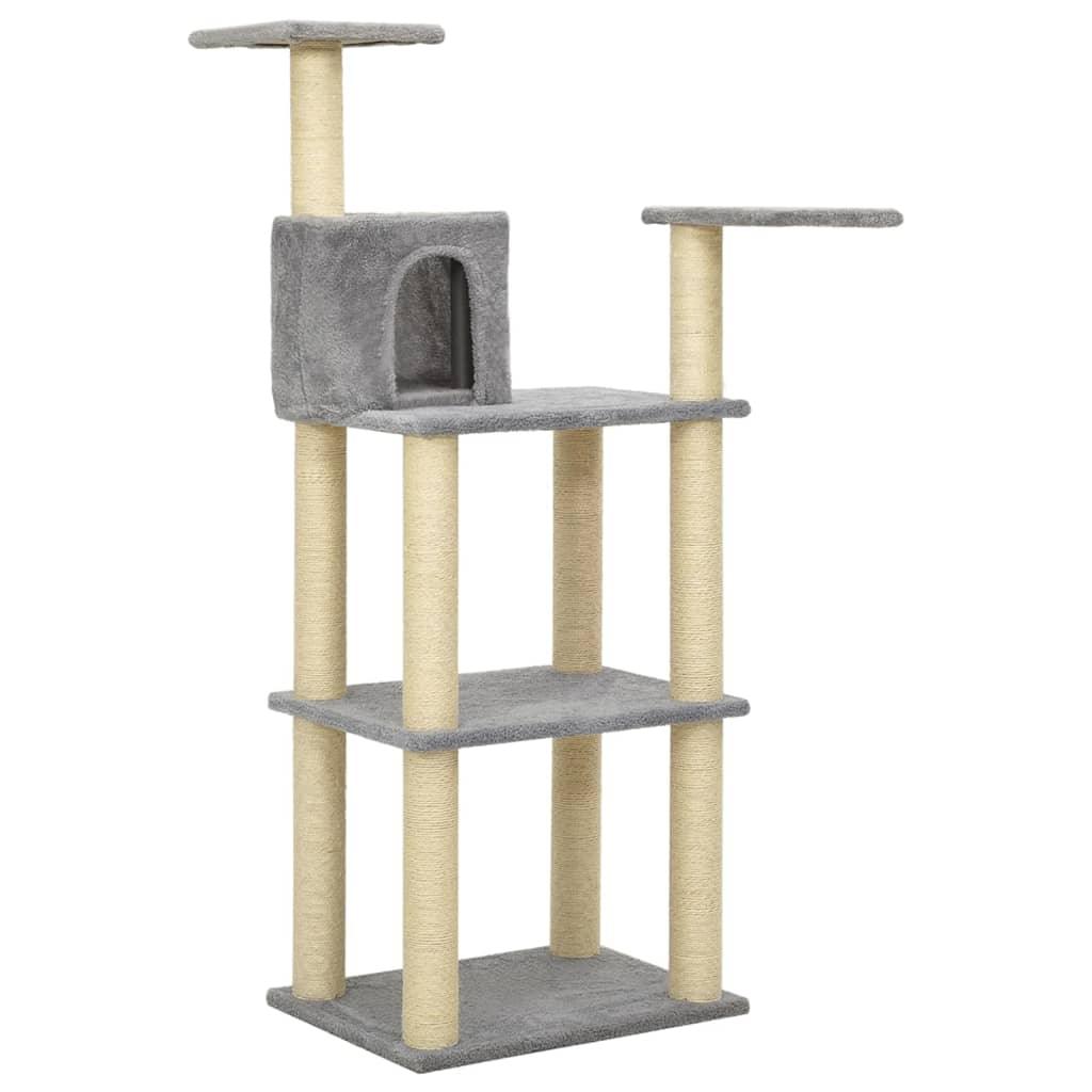 Arbre à chat avec griffoirs en sisal Gris clair 119 cm - Animalerie en ligne www.kat-shop.be