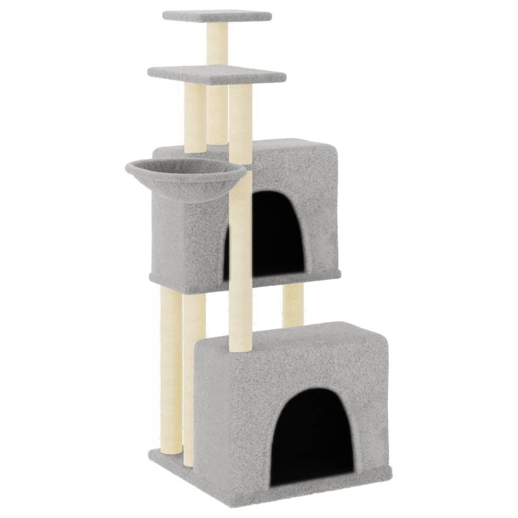 Arbre à chat avec griffoirs en sisal gris clair 122 cm - Animalerie en ligne Kat-Shop