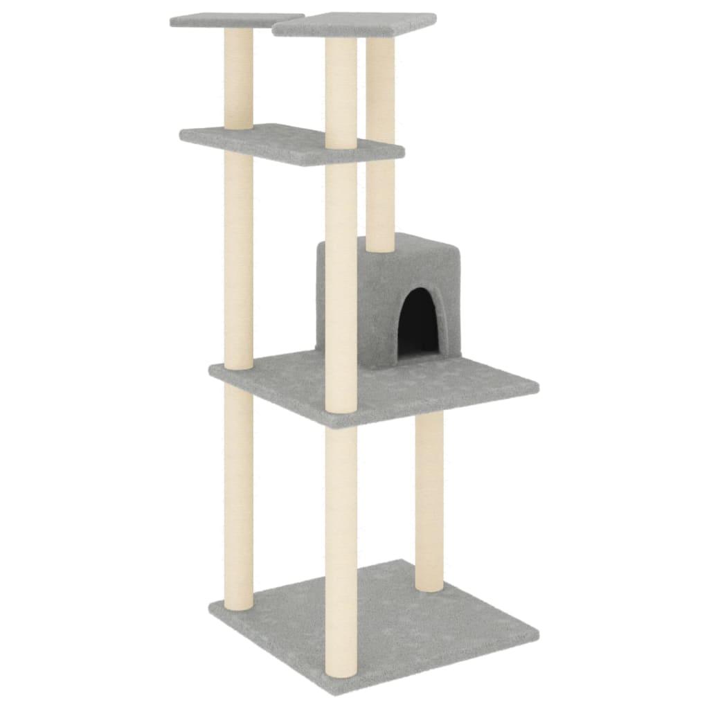 Arbre à chat avec griffoirs en sisal gris clair 123 cm - Animalerie en ligne Kat-Shop