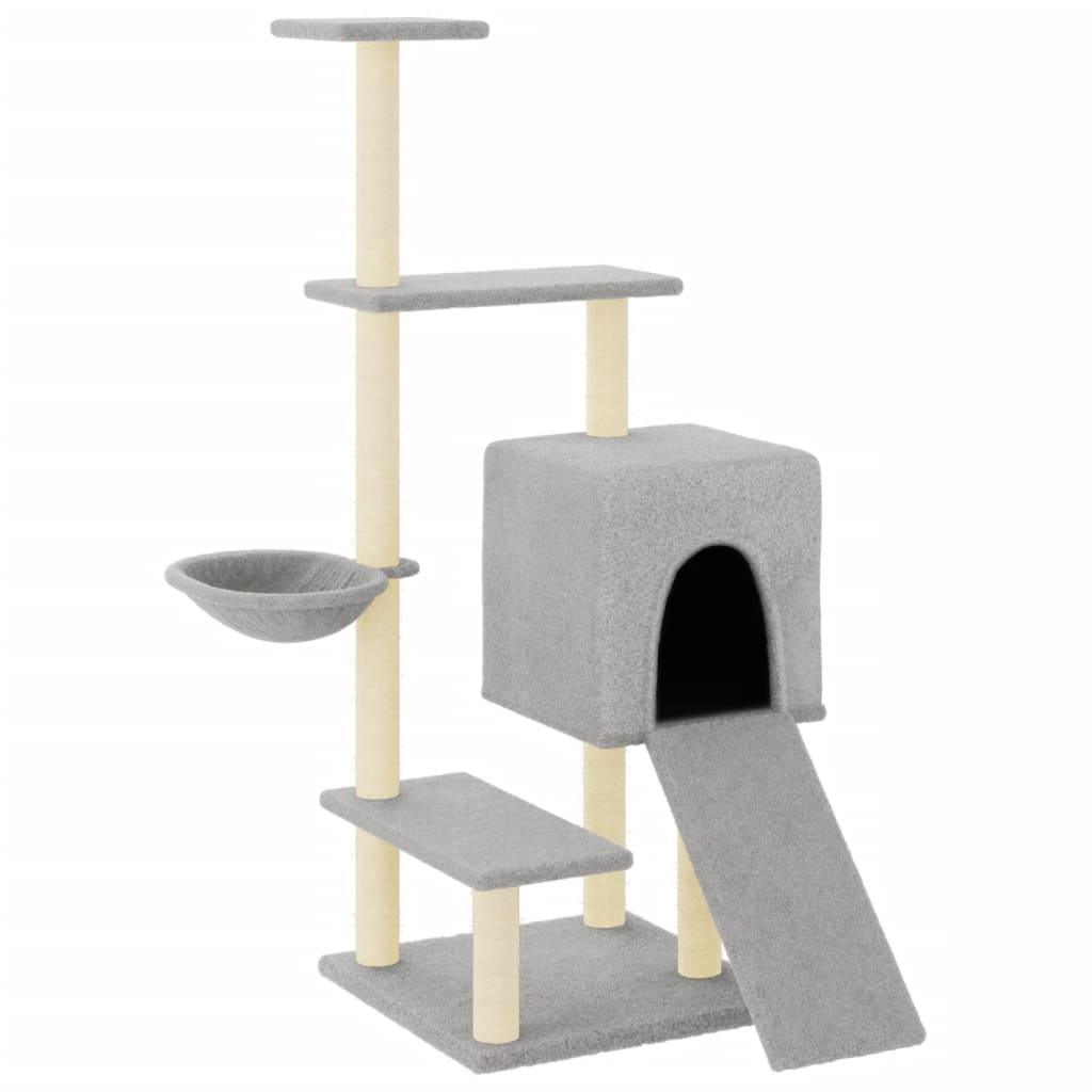 Arbre à chat avec griffoirs en sisal gris clair 130,5 cm - Animalerie en ligne Kat-Shop