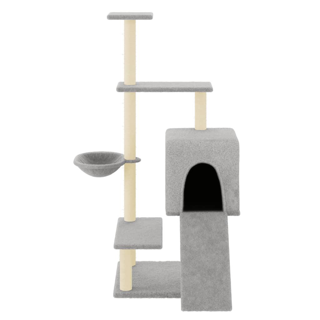 Arbre à chat avec griffoirs en sisal gris clair 130,5 cm - Animalerie en ligne Kat-Shop