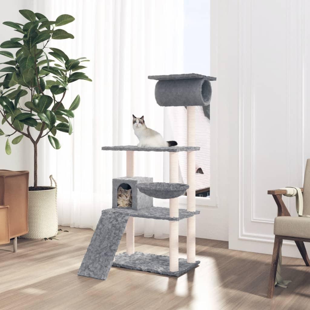 Arbre à chat avec griffoirs en sisal Gris clair 131 cm - Animalerie en ligne www.kat-shop.be