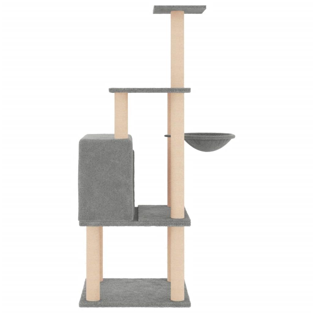 Arbre à chat avec griffoirs en sisal gris clair 132 cm - Animalerie en ligne Kat-Shop