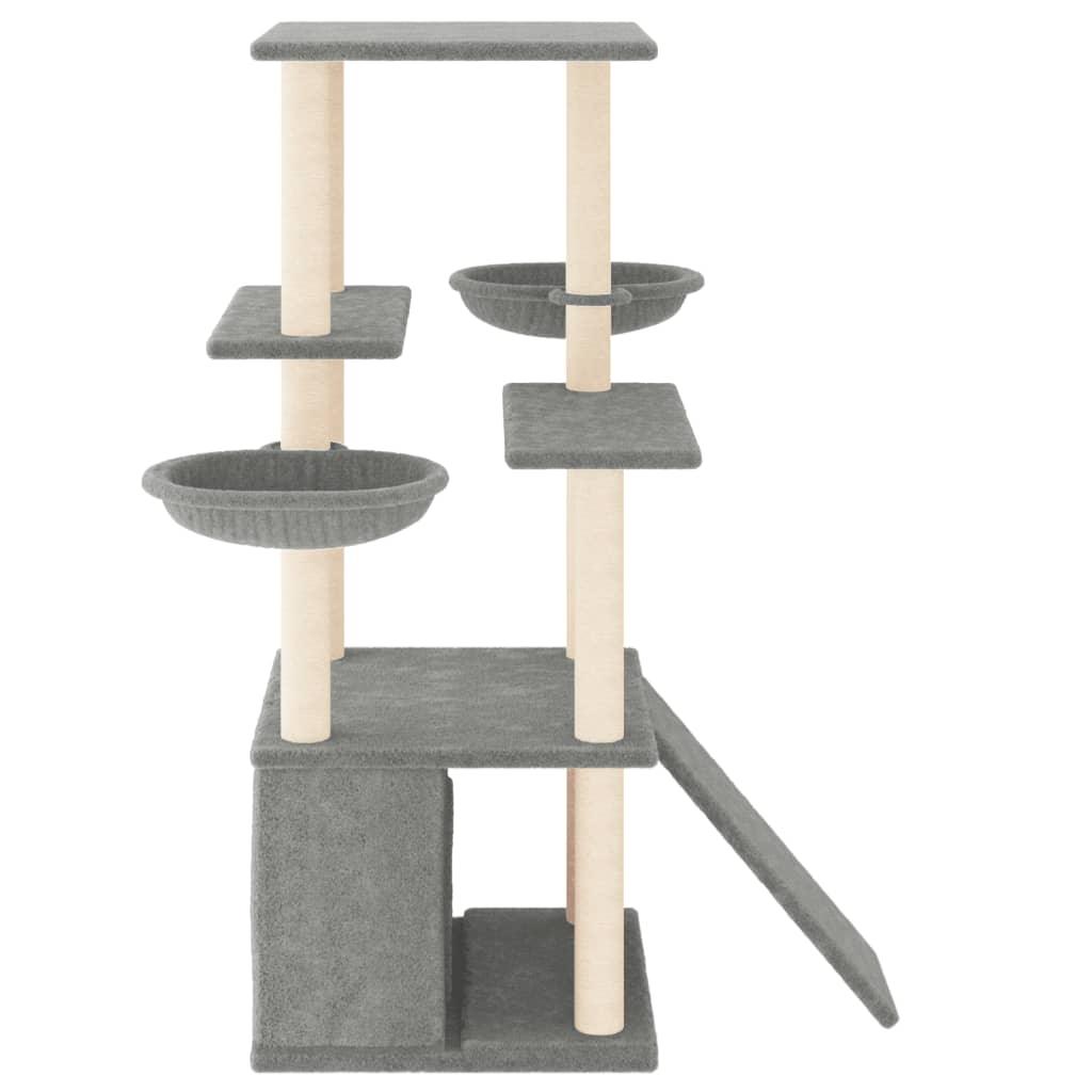 Arbre à chat avec griffoirs en sisal gris clair 133 cm - Animalerie en ligne Kat-Shop