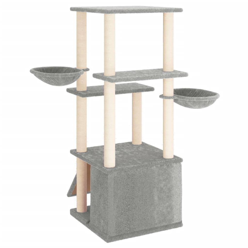 Arbre à chat avec griffoirs en sisal gris clair 133 cm - Animalerie en ligne Kat-Shop