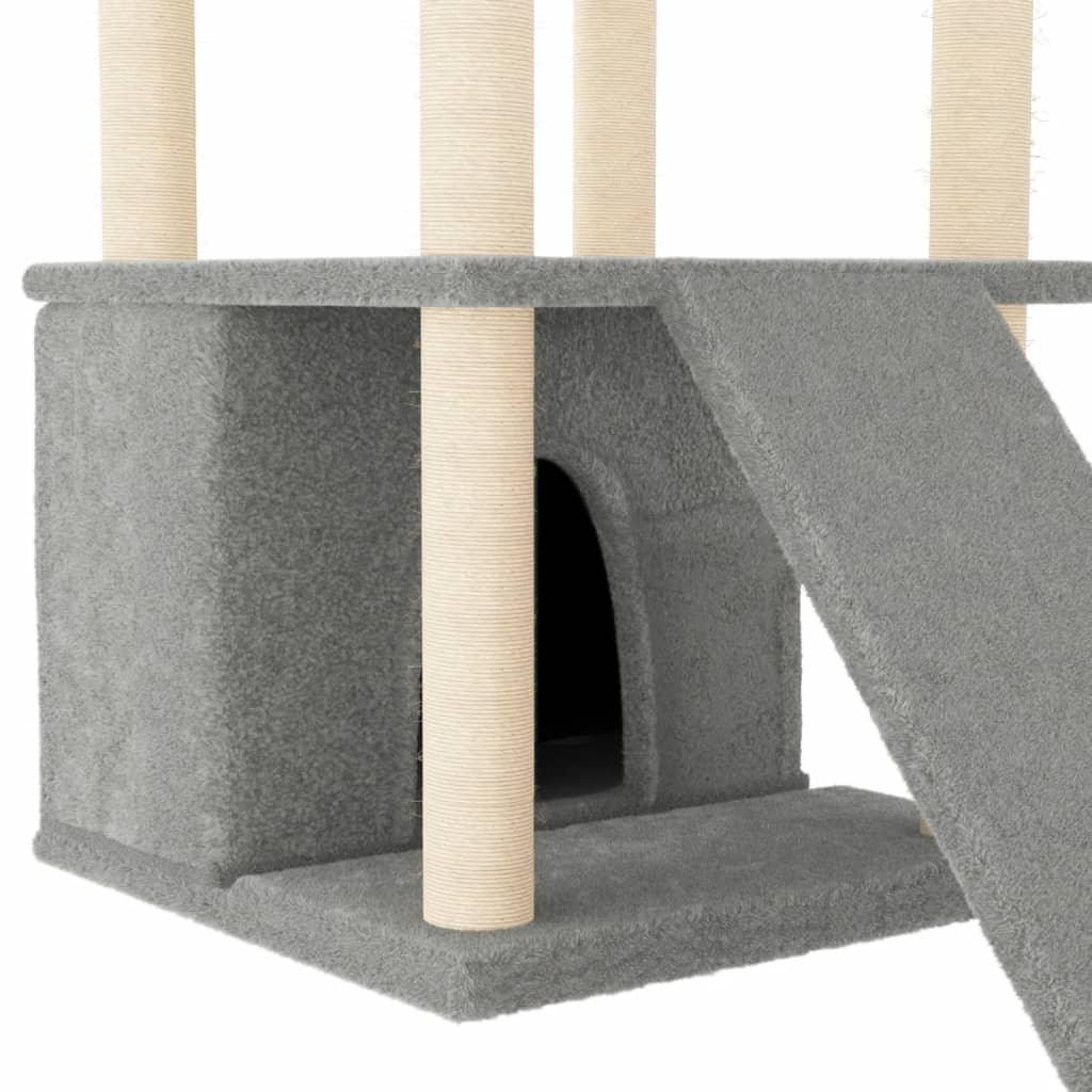 Arbre à chat avec griffoirs en sisal gris clair 133 cm - Animalerie en ligne Kat-Shop