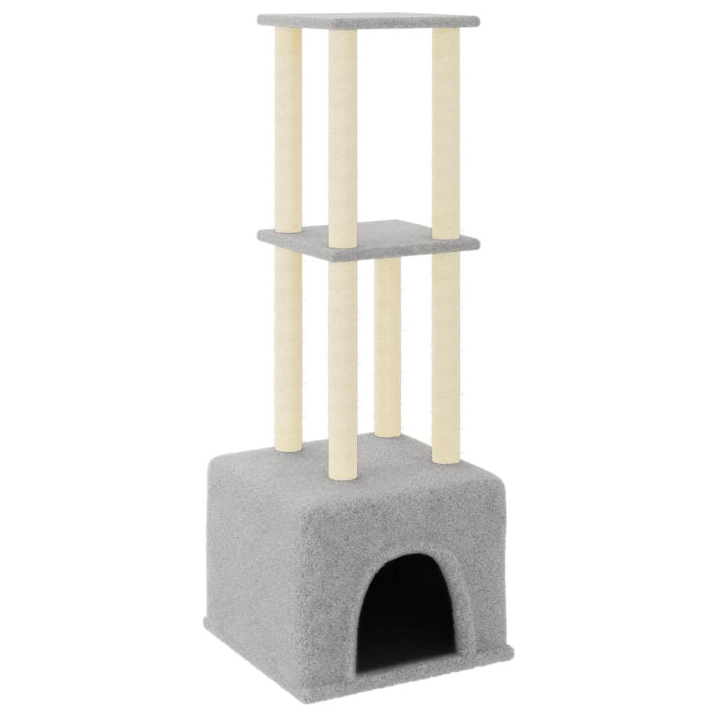 Arbre à chat avec griffoirs en sisal gris clair 133,5 cm - Animalerie en ligne Kat-Shop