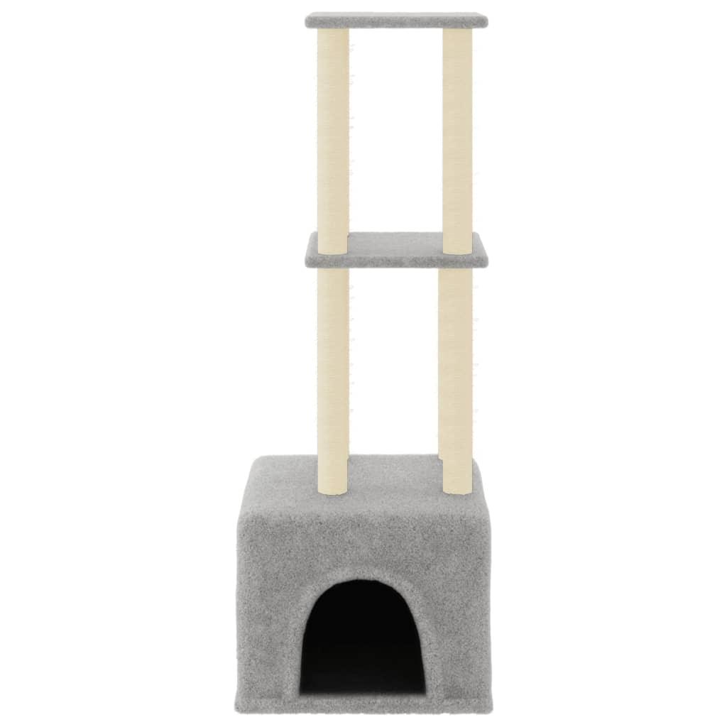 Arbre à chat avec griffoirs en sisal gris clair 133,5 cm - Animalerie en ligne Kat-Shop