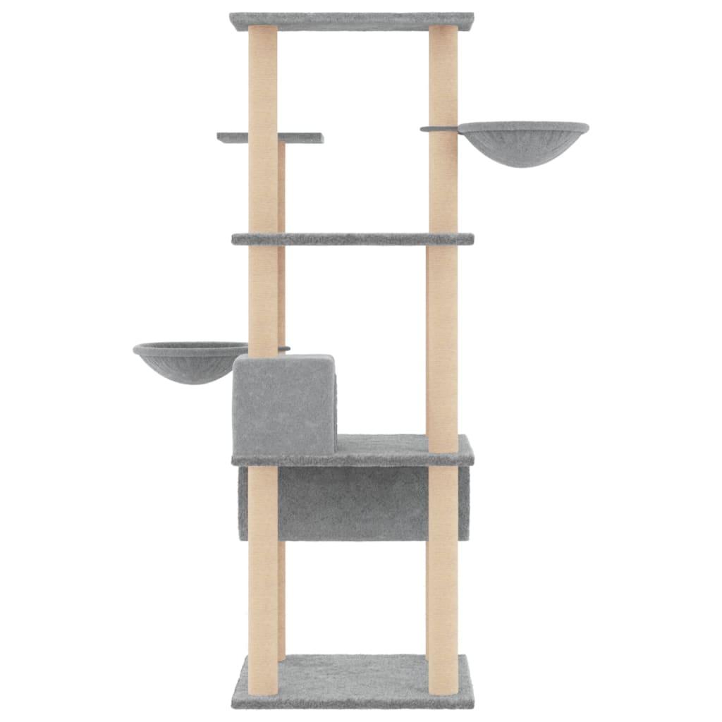 Arbre à chat avec griffoirs en sisal gris clair 141 cm - Animalerie en ligne Kat-Shop