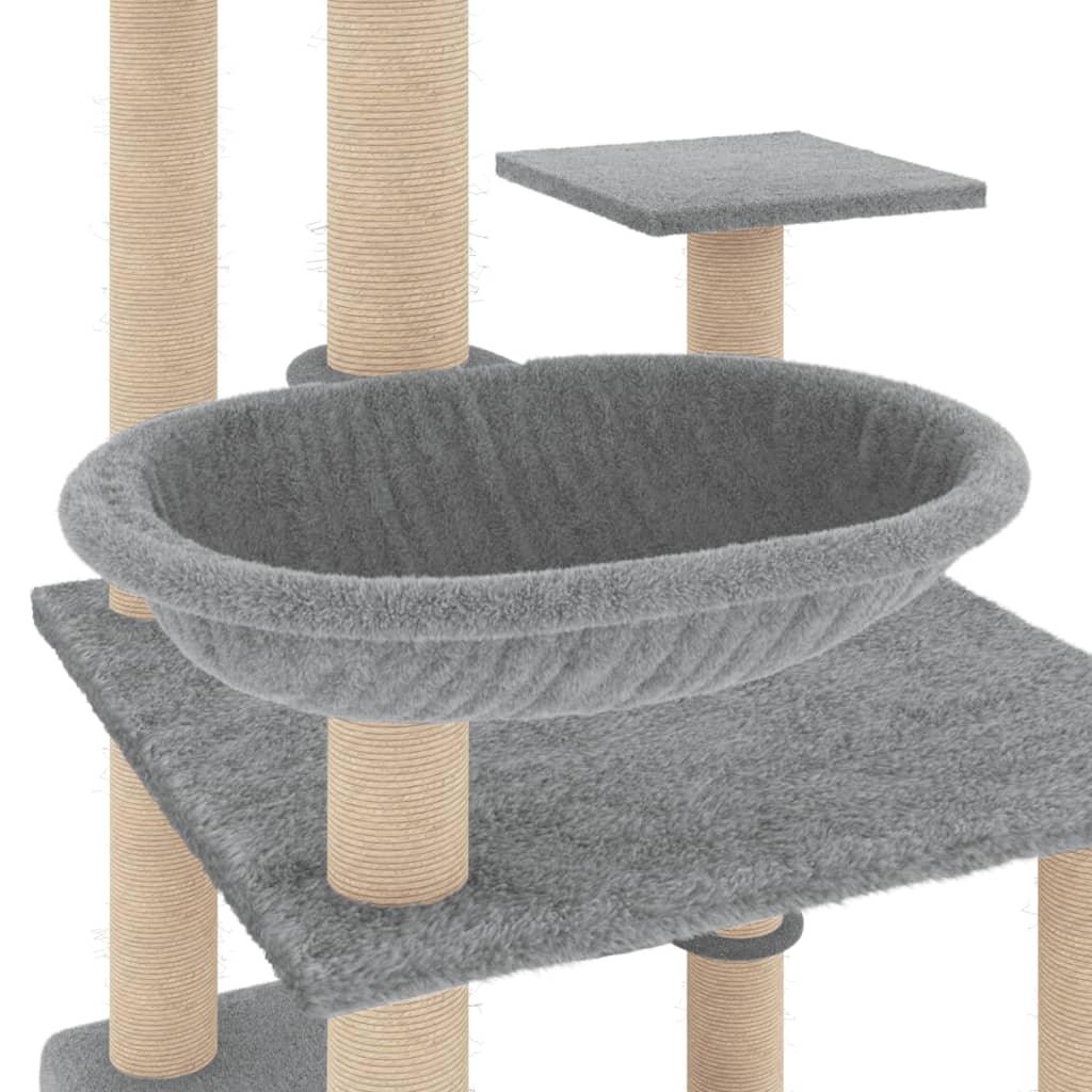 Arbre à chat avec griffoirs en sisal gris clair 141 cm - Animalerie en ligne Kat-Shop