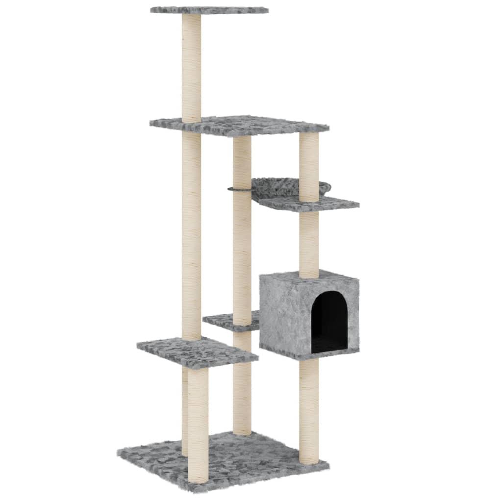 Arbre à chat avec griffoirs en sisal Gris clair 142 cm - Animalerie en ligne www.kat-shop.be