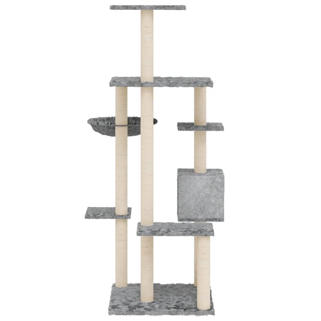 Arbre à chat avec griffoirs en sisal Gris clair 142 cm - Animalerie en ligne www.kat-shop.be