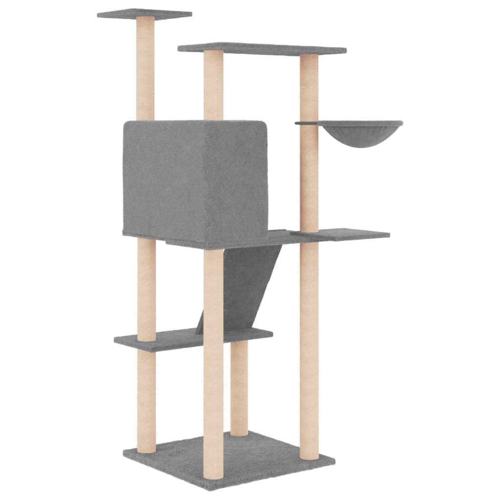 Arbre à chat avec griffoirs en sisal gris clair 143 cm - Animalerie en ligne Kat-Shop