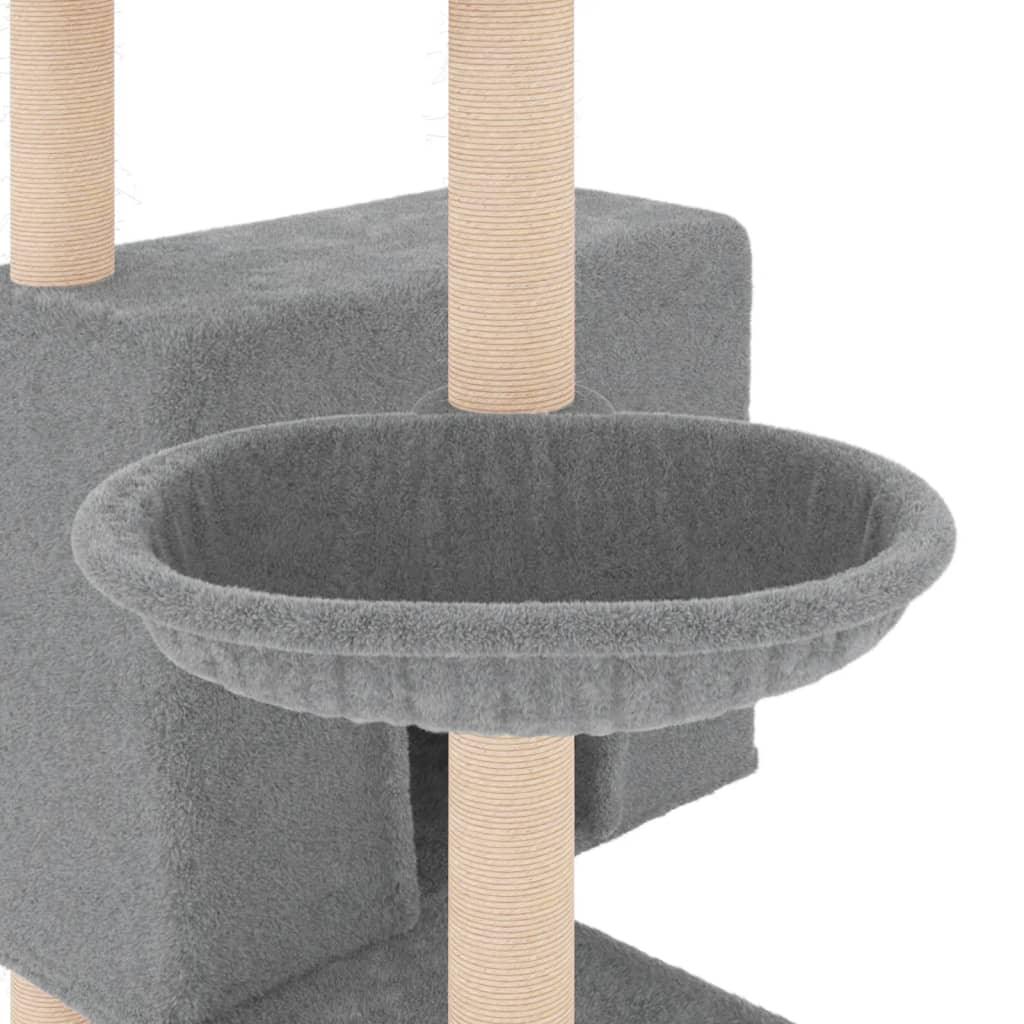 Arbre à chat avec griffoirs en sisal gris clair 143 cm - Animalerie en ligne Kat-Shop