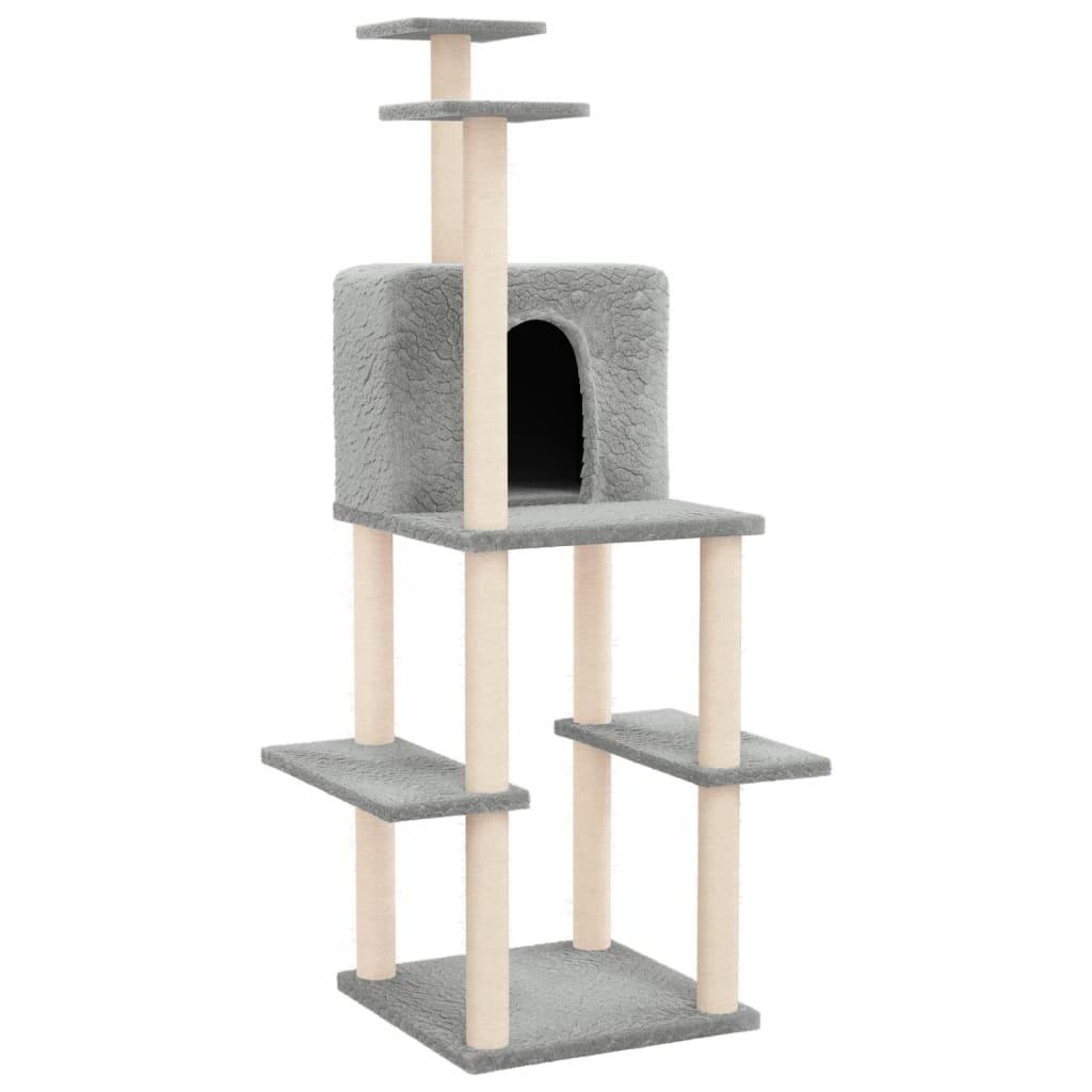 Arbre à chat avec griffoirs en sisal Gris clair 144,5 cm - Animalerie en ligne www.kat-shop.be