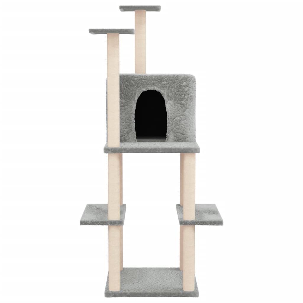 Arbre à chat avec griffoirs en sisal Gris clair 144,5 cm - Animalerie en ligne www.kat-shop.be