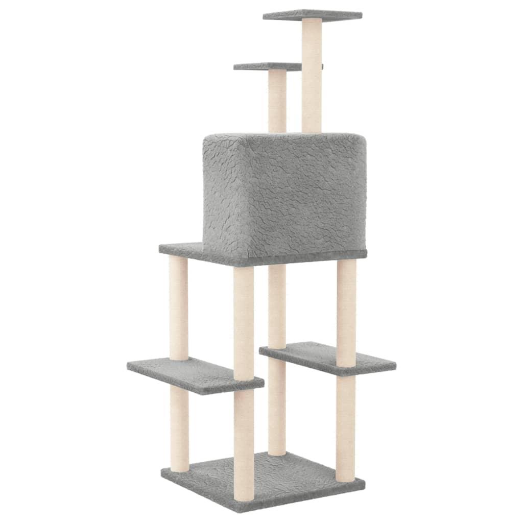 Arbre à chat avec griffoirs en sisal Gris clair 144,5 cm - Animalerie en ligne www.kat-shop.be