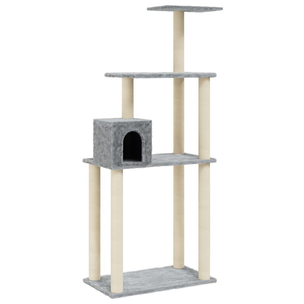 Arbre à chat avec griffoirs en sisal Gris clair 147 cm - Animalerie en ligne www.kat-shop.be