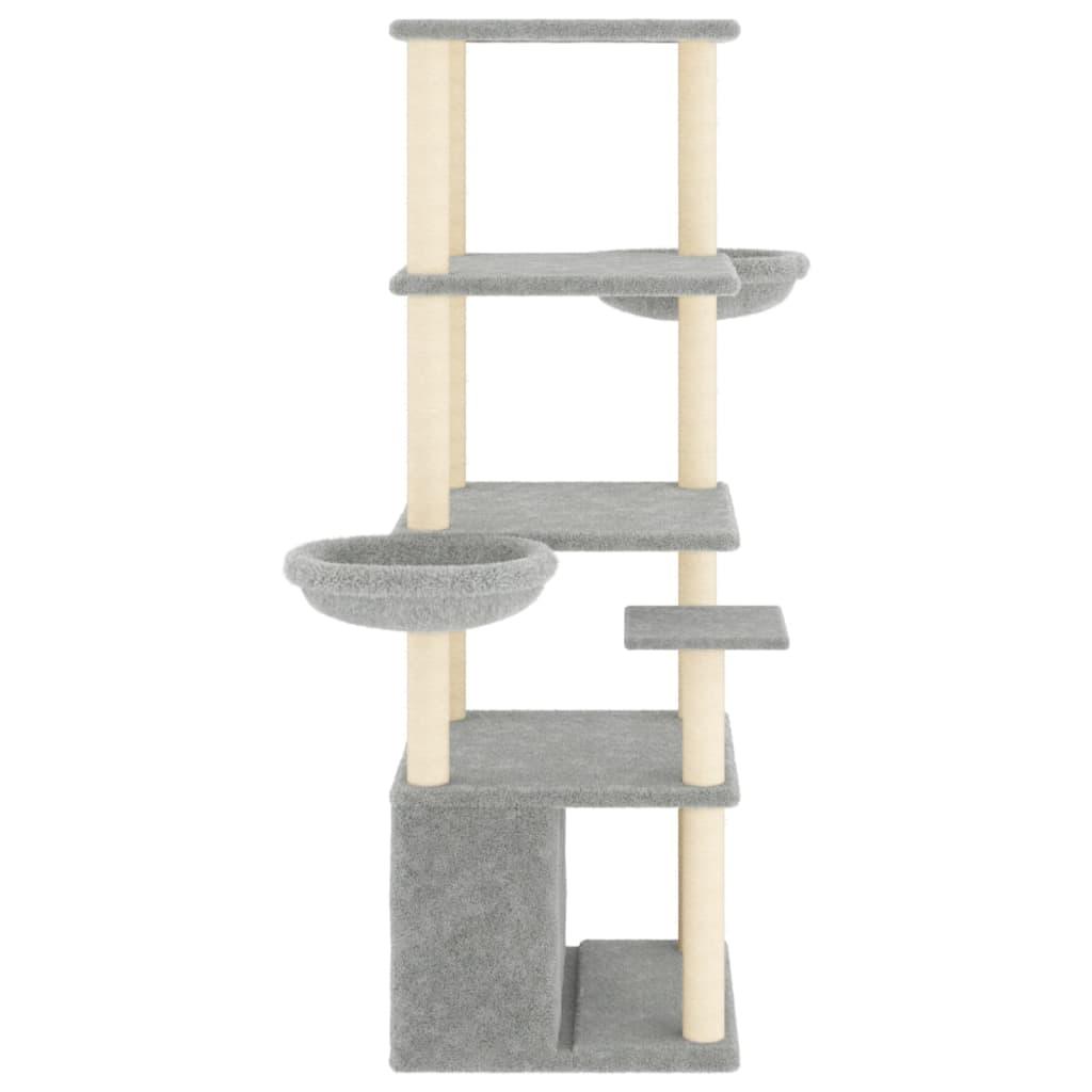 Arbre à chat avec griffoirs en sisal gris clair 147 cm - Animalerie en ligne Kat-Shop