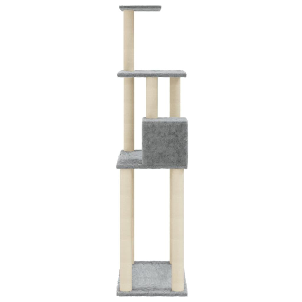 Arbre à chat avec griffoirs en sisal Gris clair 147 cm - Animalerie en ligne www.kat-shop.be