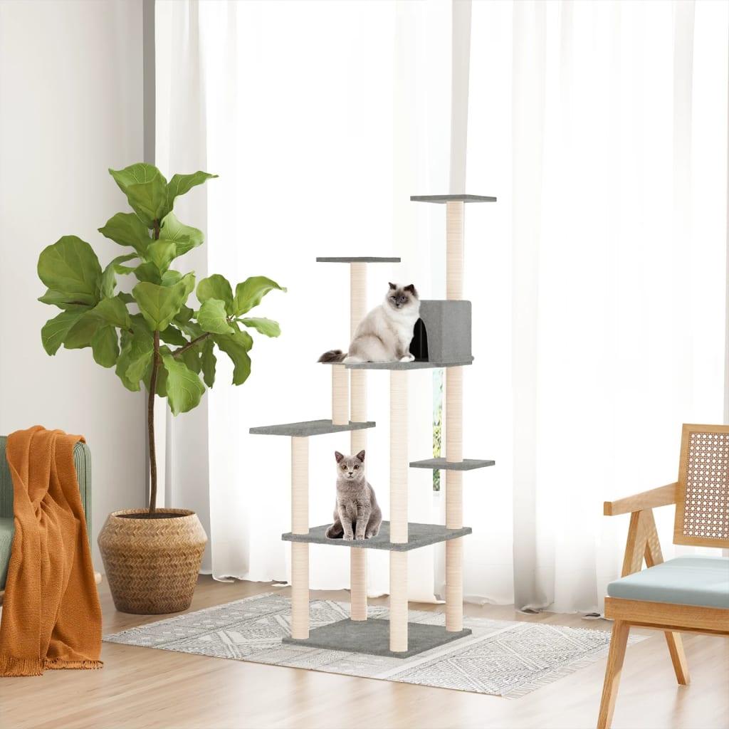 Arbre à chat avec griffoirs en sisal Gris clair 153 cm - Animalerie en ligne www.kat-shop.be