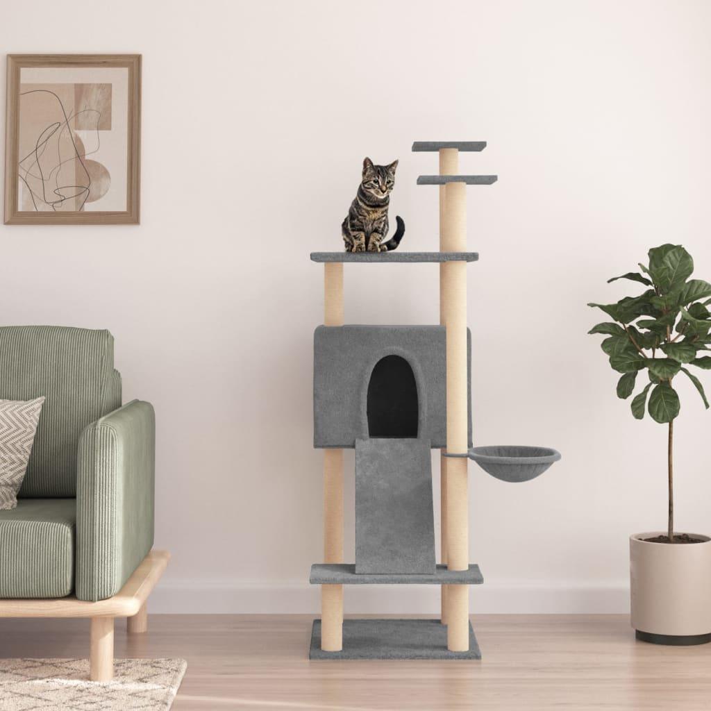 Arbre à chat avec griffoirs en sisal Gris clair 153 cm - Animalerie en ligne Kat-Shop