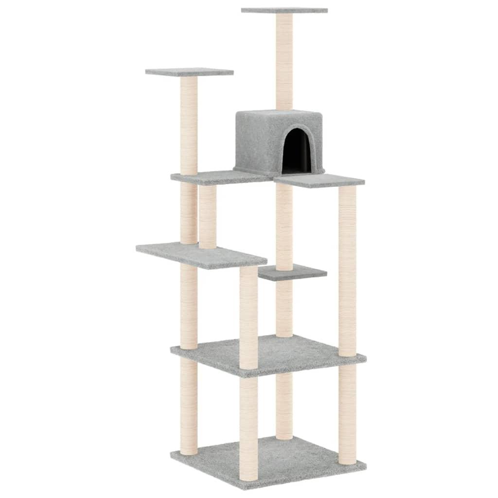 Arbre à chat avec griffoirs en sisal Gris clair 153 cm - Animalerie en ligne www.kat-shop.be