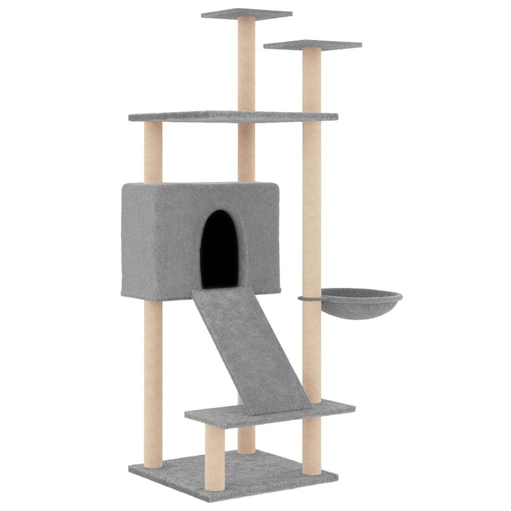 Arbre à chat avec griffoirs en sisal Gris clair 153 cm - Animalerie en ligne Kat-Shop