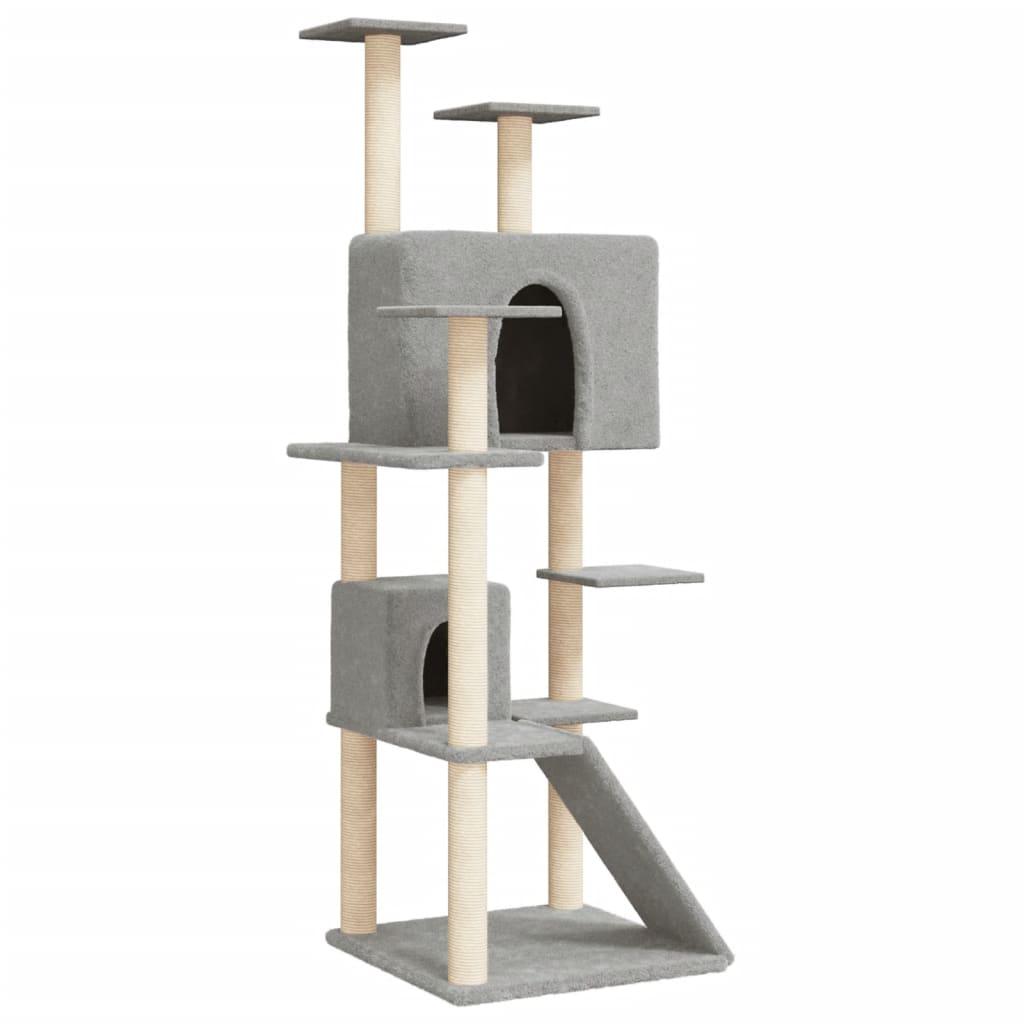 Arbre à chat avec griffoirs en sisal Gris clair 153 cm - Animalerie en ligne www.kat-shop.be