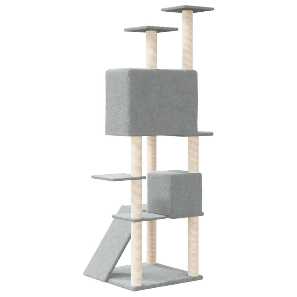 Arbre à chat avec griffoirs en sisal Gris clair 153 cm - Animalerie en ligne www.kat-shop.be