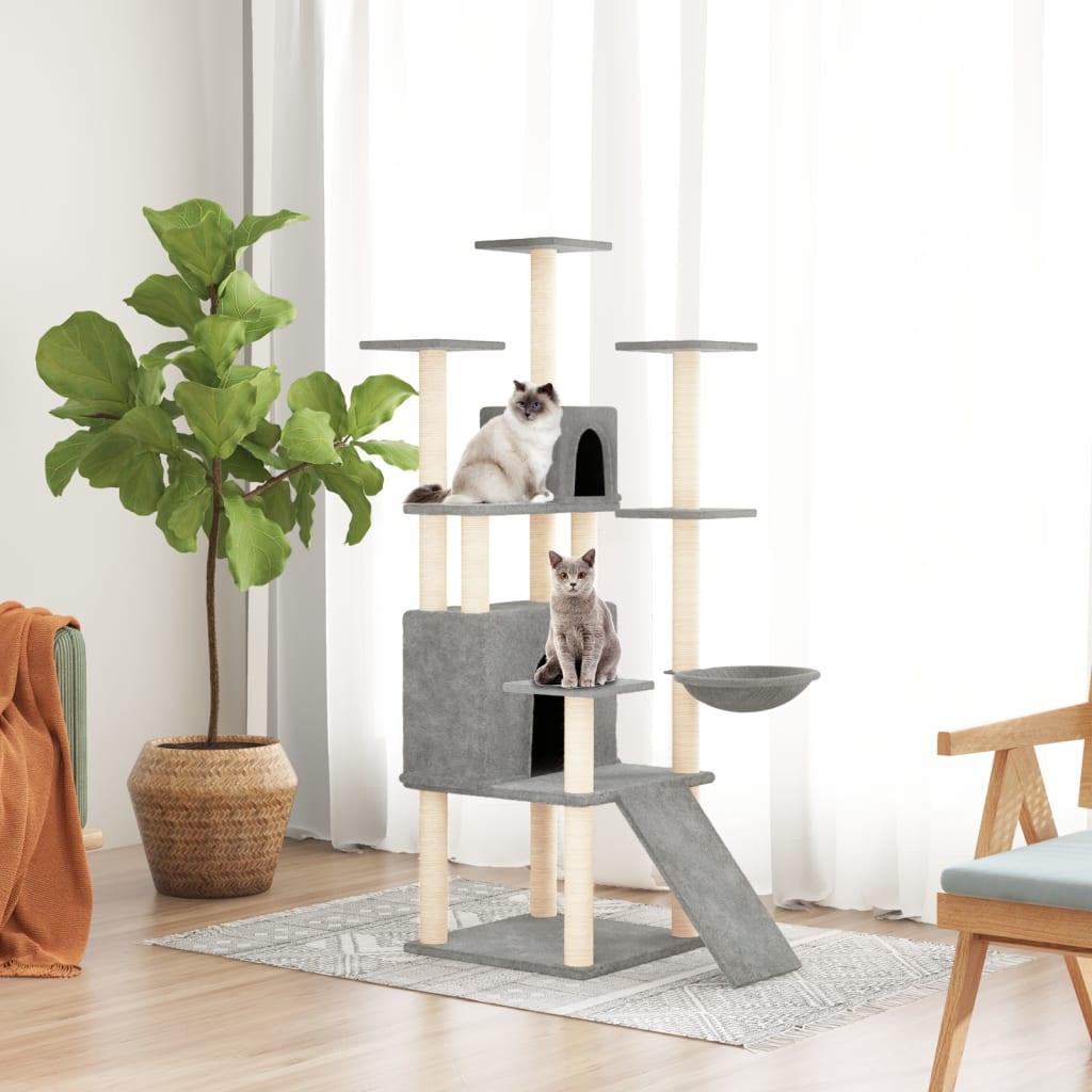 Arbre à chat avec griffoirs en sisal Gris clair 154 cm - Animalerie en ligne www.kat-shop.be