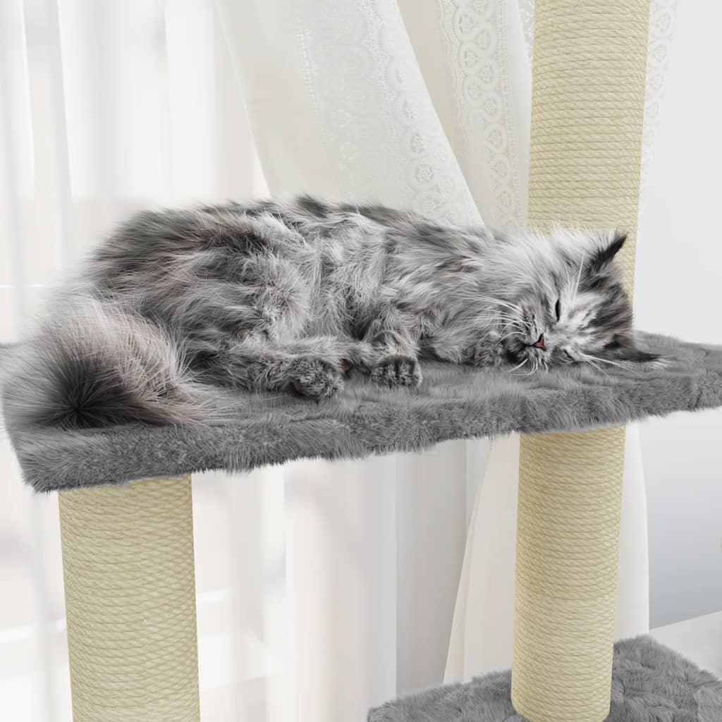 Arbre à chat avec griffoirs en sisal Gris clair 155 cm - Animalerie en ligne www.kat-shop.be