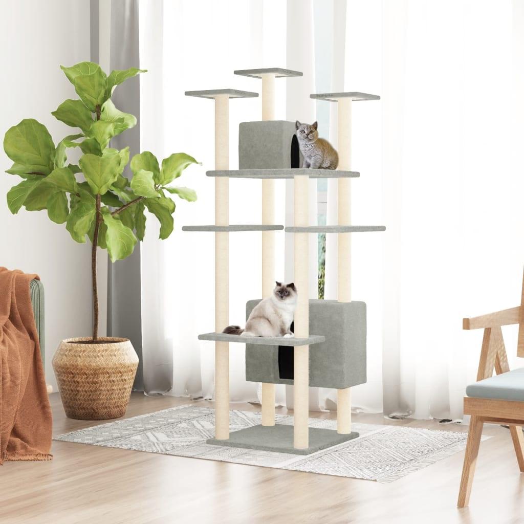 Arbre à chat avec griffoirs en sisal Gris clair 162 cm - Animalerie en ligne www.kat-shop.be