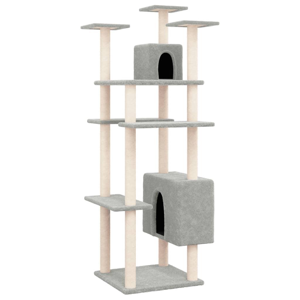 Arbre à chat avec griffoirs en sisal Gris clair 162 cm - Animalerie en ligne www.kat-shop.be