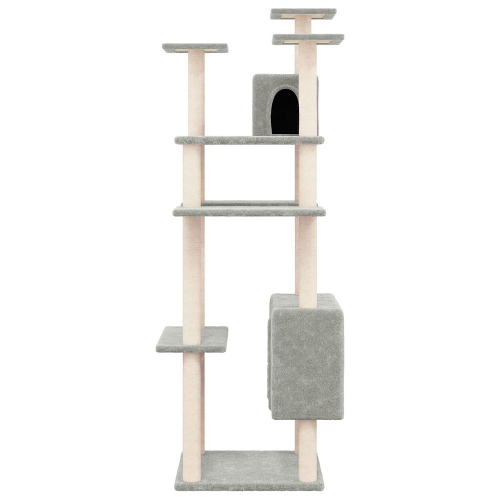 Arbre à chat avec griffoirs en sisal Gris clair 162 cm - Animalerie en ligne www.kat-shop.be