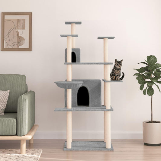 Arbre à chat avec griffoirs en sisal Gris clair 166 cm - Animalerie en ligne Kat-Shop