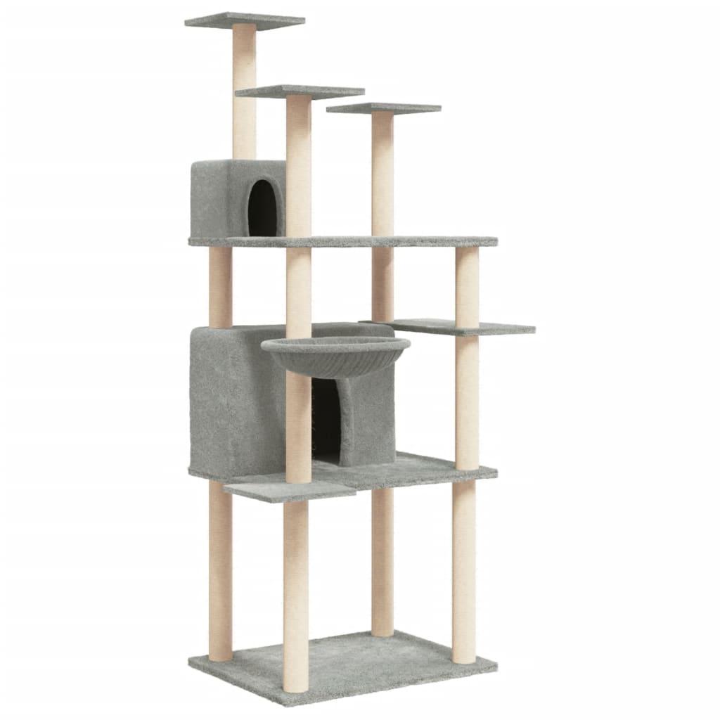 Arbre à chat avec griffoirs en sisal Gris clair 166 cm - Animalerie en ligne Kat-Shop