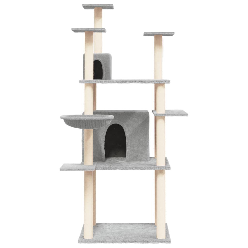 Arbre à chat avec griffoirs en sisal Gris clair 166 cm - Animalerie en ligne Kat-Shop