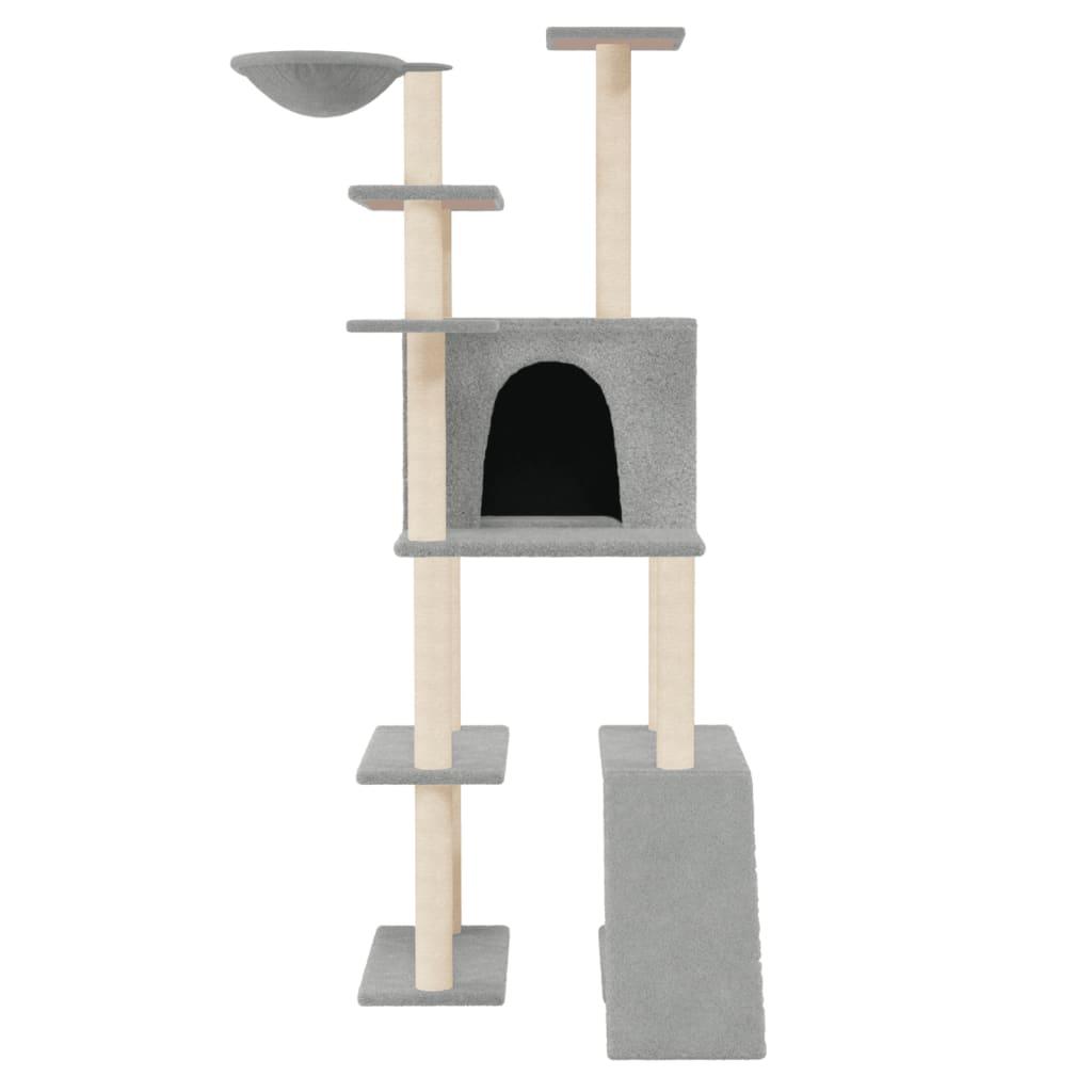 Arbre à chat avec griffoirs en sisal Gris clair 166 cm - Animalerie en ligne www.kat-shop.be